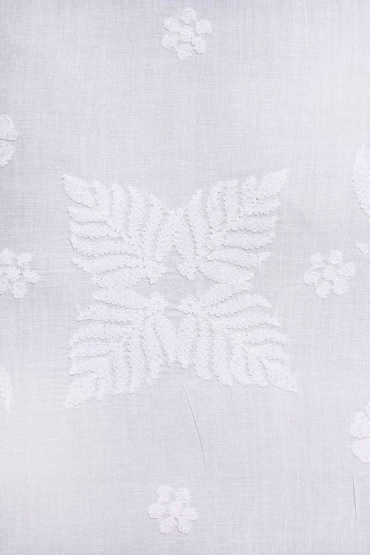 Ada Hand Embroidered White Cotton Lucknowi Chikankari Dining Table Placemat Set A359890