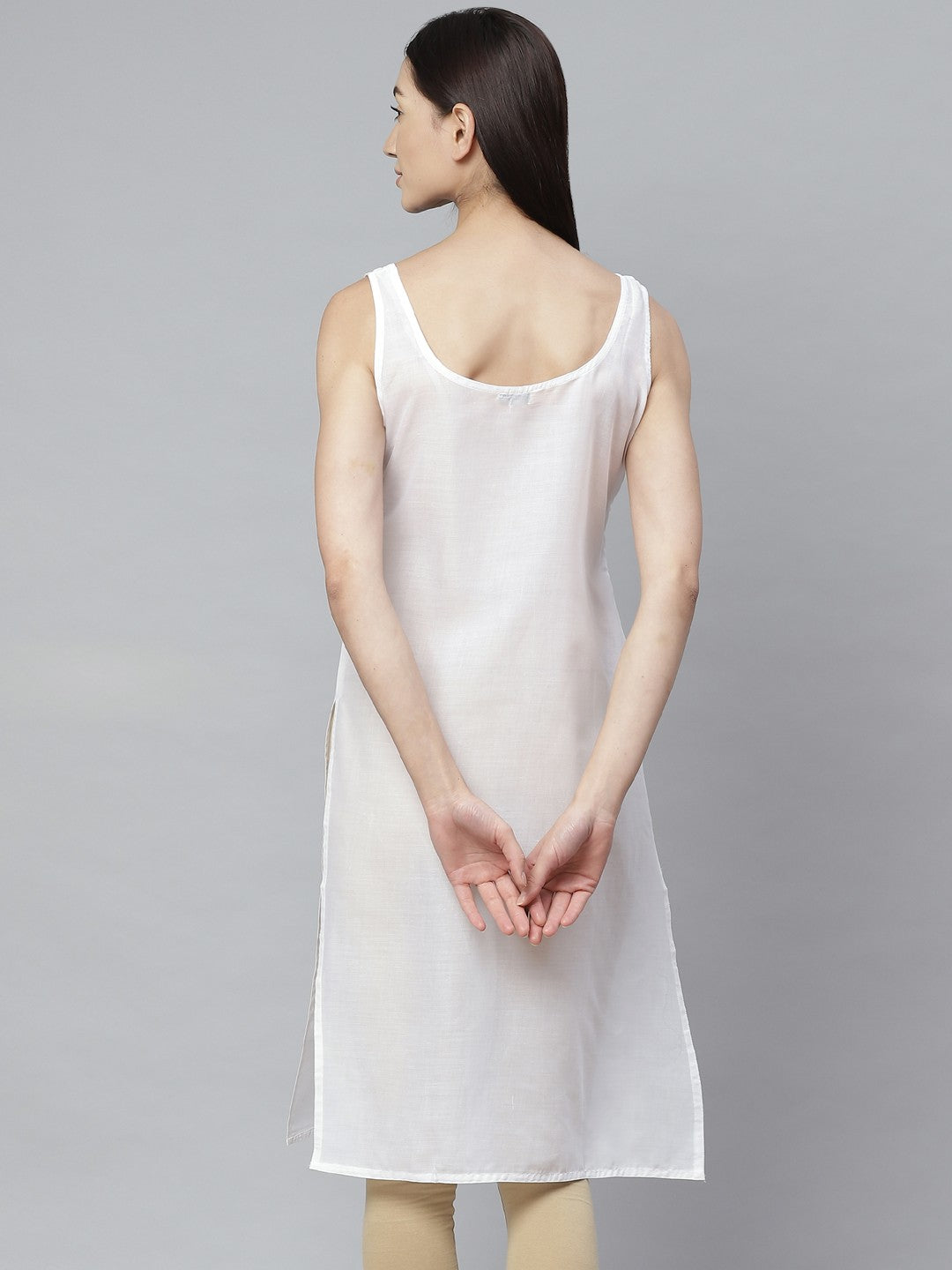 Ada Green and White Cotton Long Slips Combo of 2  A317436.
