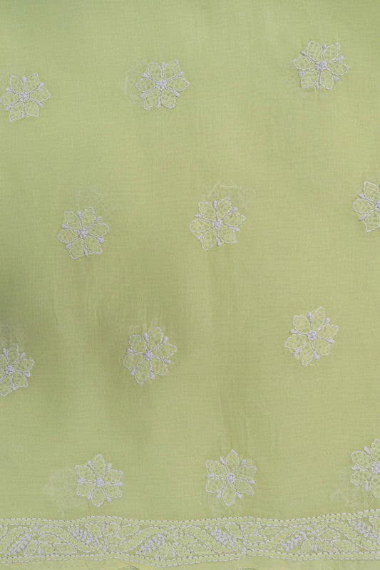 Ada Hand Embroidered Lemon Cotton Lucknowi Chikankari Unstitched Suit Piece 01A166714