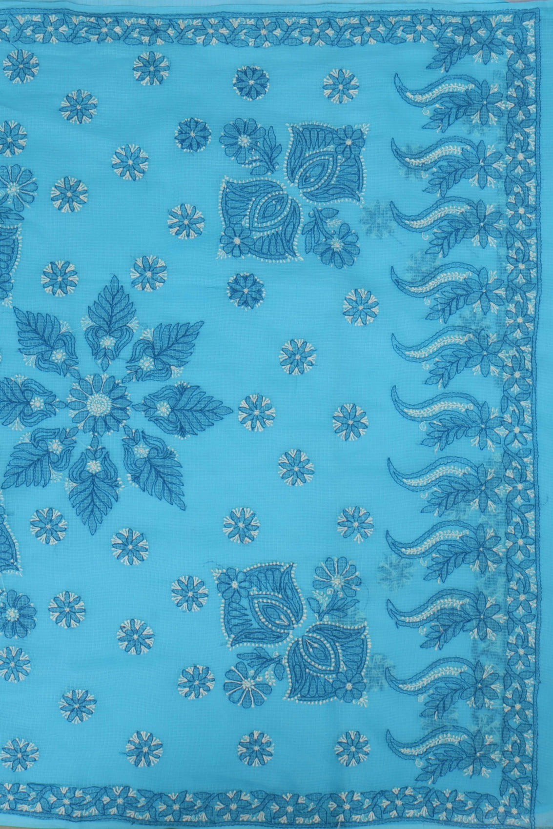 Ada Hand Embroidered Blue Kota Lucknowi Chikankari Saree With Blouse A606775