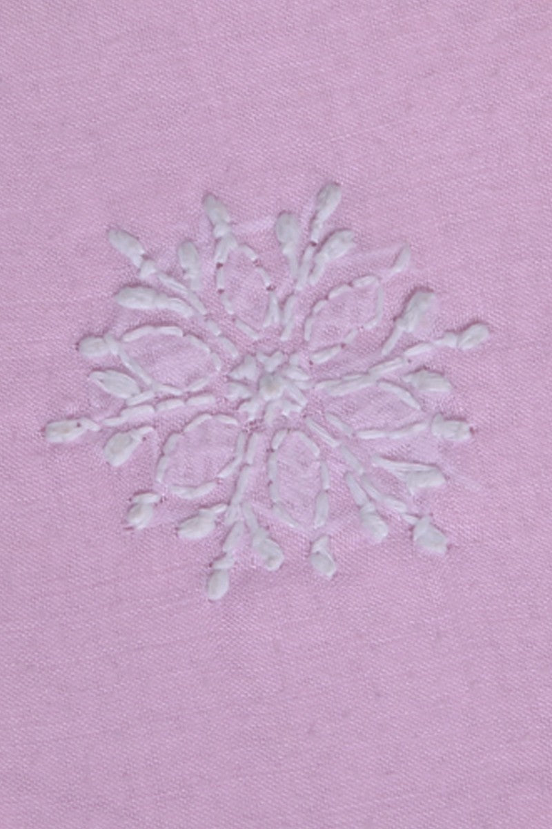 Ada Hand Embroidered Pink Cotton Lucknowi Chikankari Table Coaster-A611645