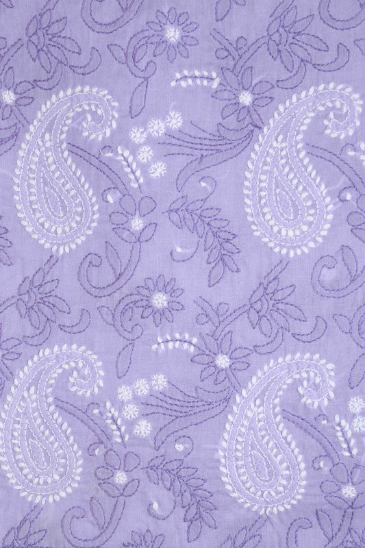 Ada Hand Embroidered Mauve Cotton Lucknowi Chikan Unstitched Suit Piece-A211111