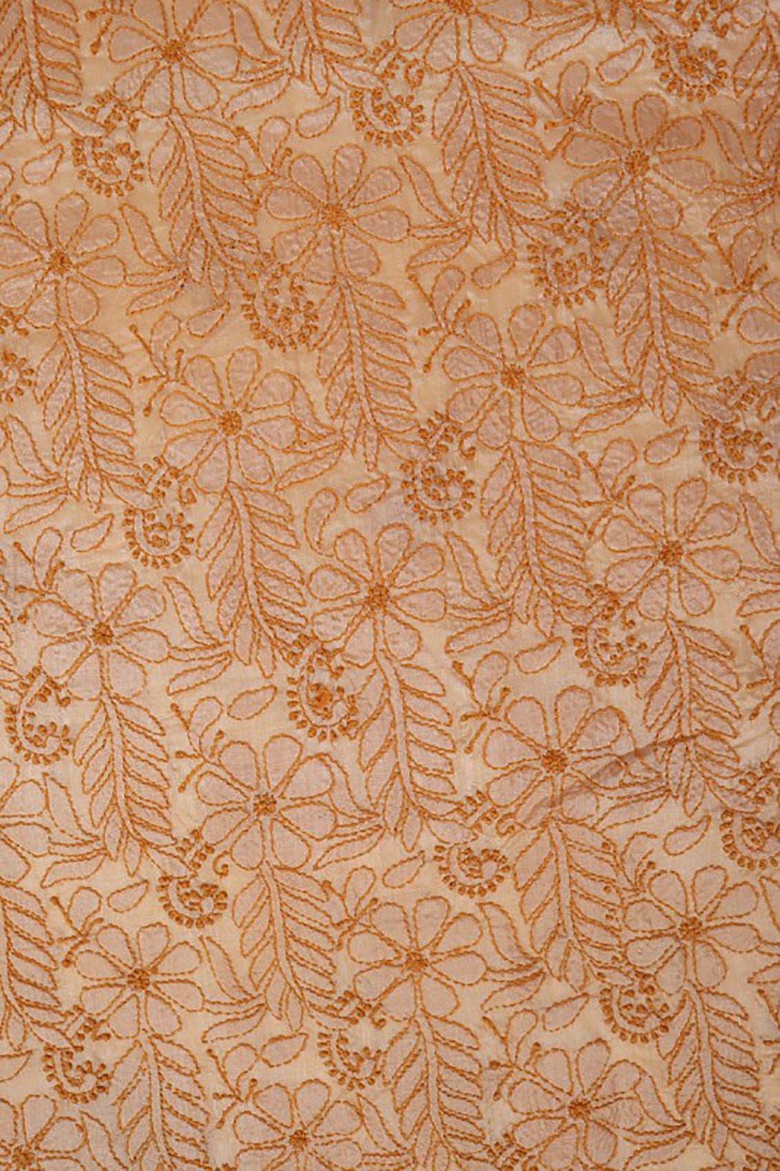 Ada Hand Embroidered Natural Fawn Silk Lucknowi Chikankari Unstitched Suit Piece A609717