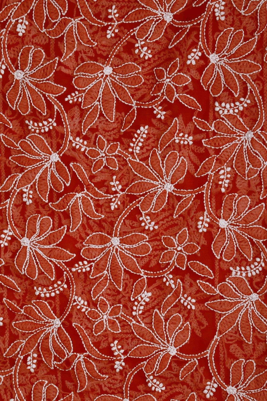 Ada Hand Embroidered Red Georgette Lucknowi Chikankari Saree with Blouse A611557