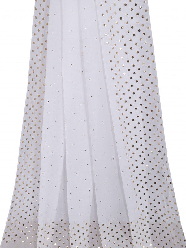 Ada Hand Embroidered Off White Georgette Lucknowi Chikankari Dupatta with Muqaish Work A577188