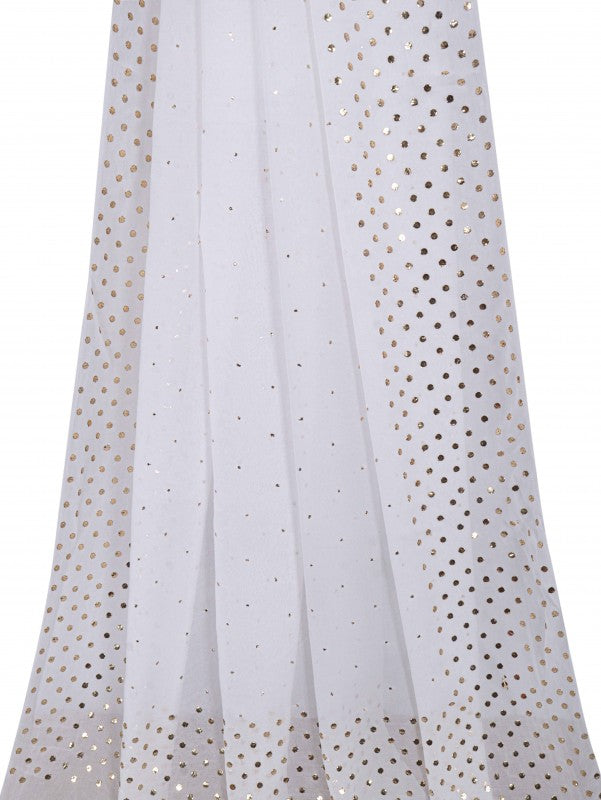 Ada Hand Embroidered Off White Georgette Lucknowi Chikankari Dupatta with Muqaish Work A577188