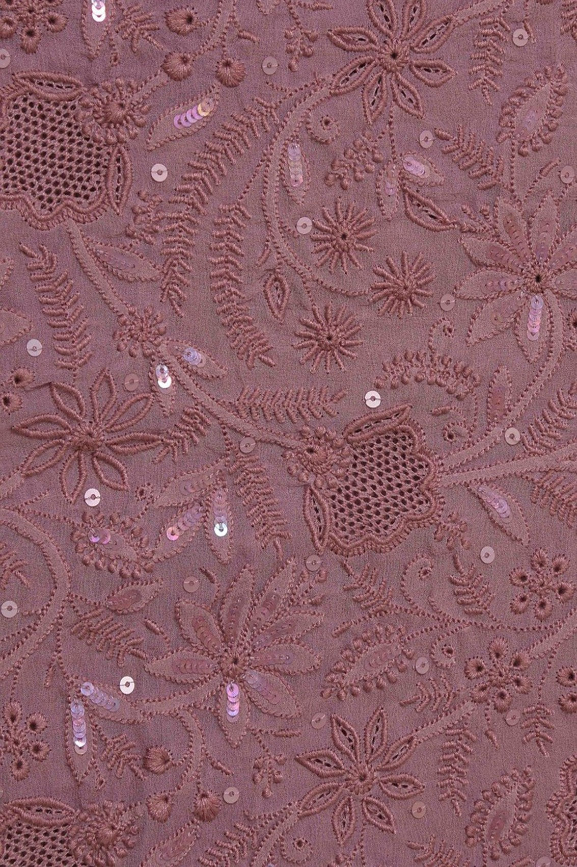 Ada Hand Embroidered Mauve Pure Georgette Lucknowi Chikankari Dupatta With Muqaish Work 01A30634
