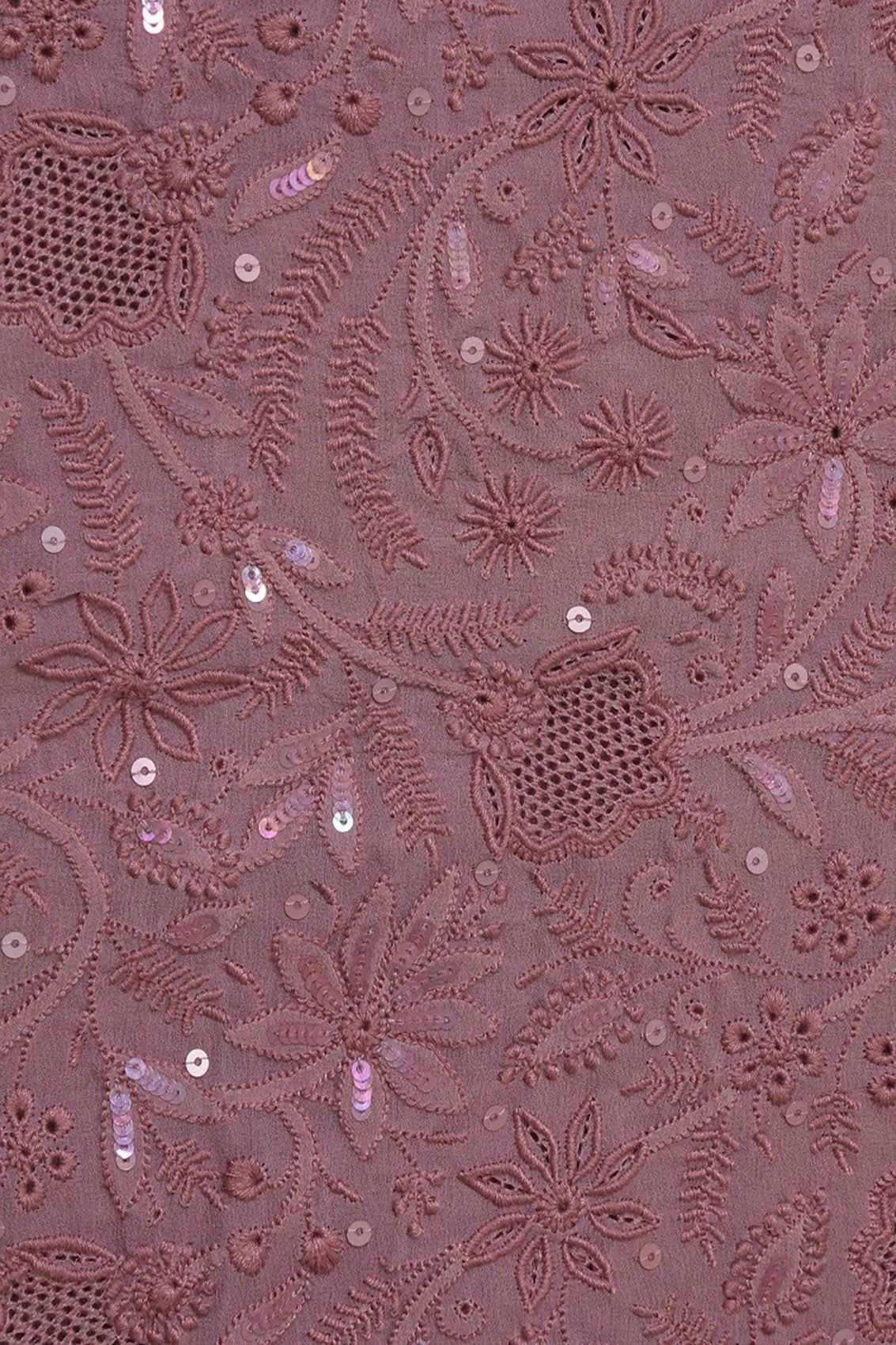 Ada Hand Embroidered Mauve Pure Georgette Lucknowi Chikankari Dupatta With Muqaish Work 01A30634