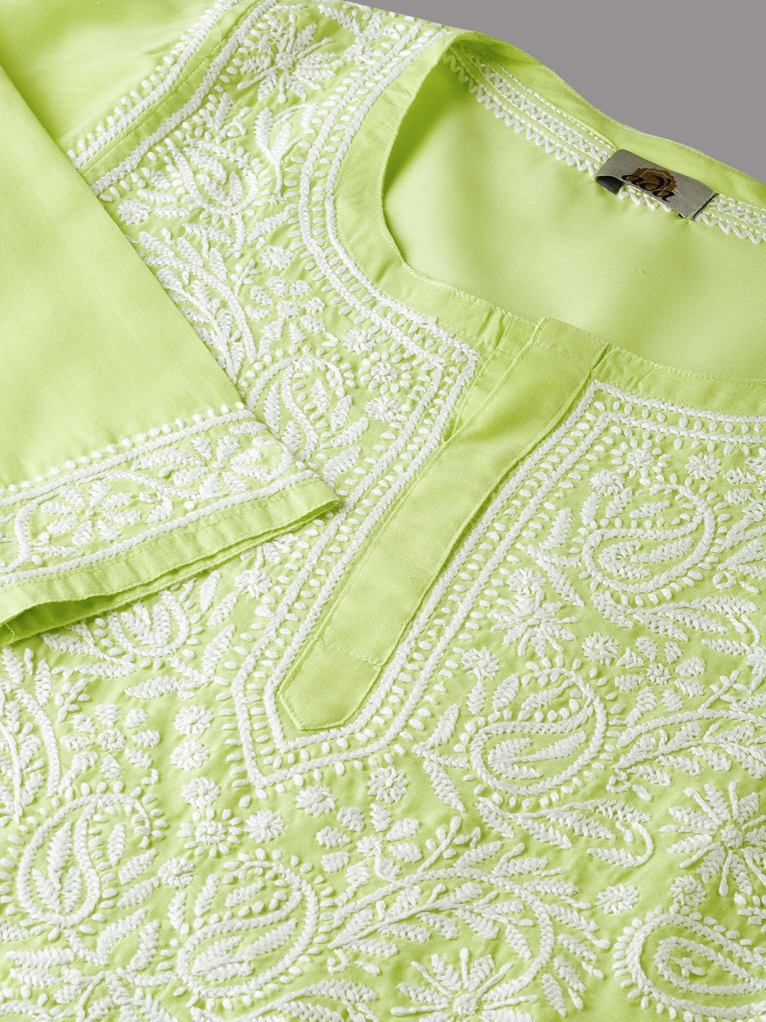 Ada Hand Embroidered Green Cotton Lucknowi Chikankari Kurta Set A100129