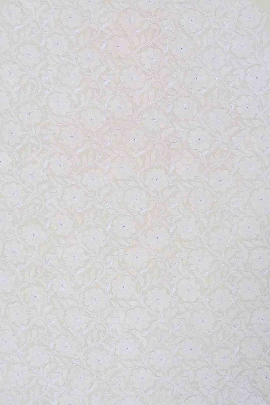 Ada Hand Embroidered White Pure Georgette Lucknowi Chikankari Unstitched Kurta Piece 01A160576
