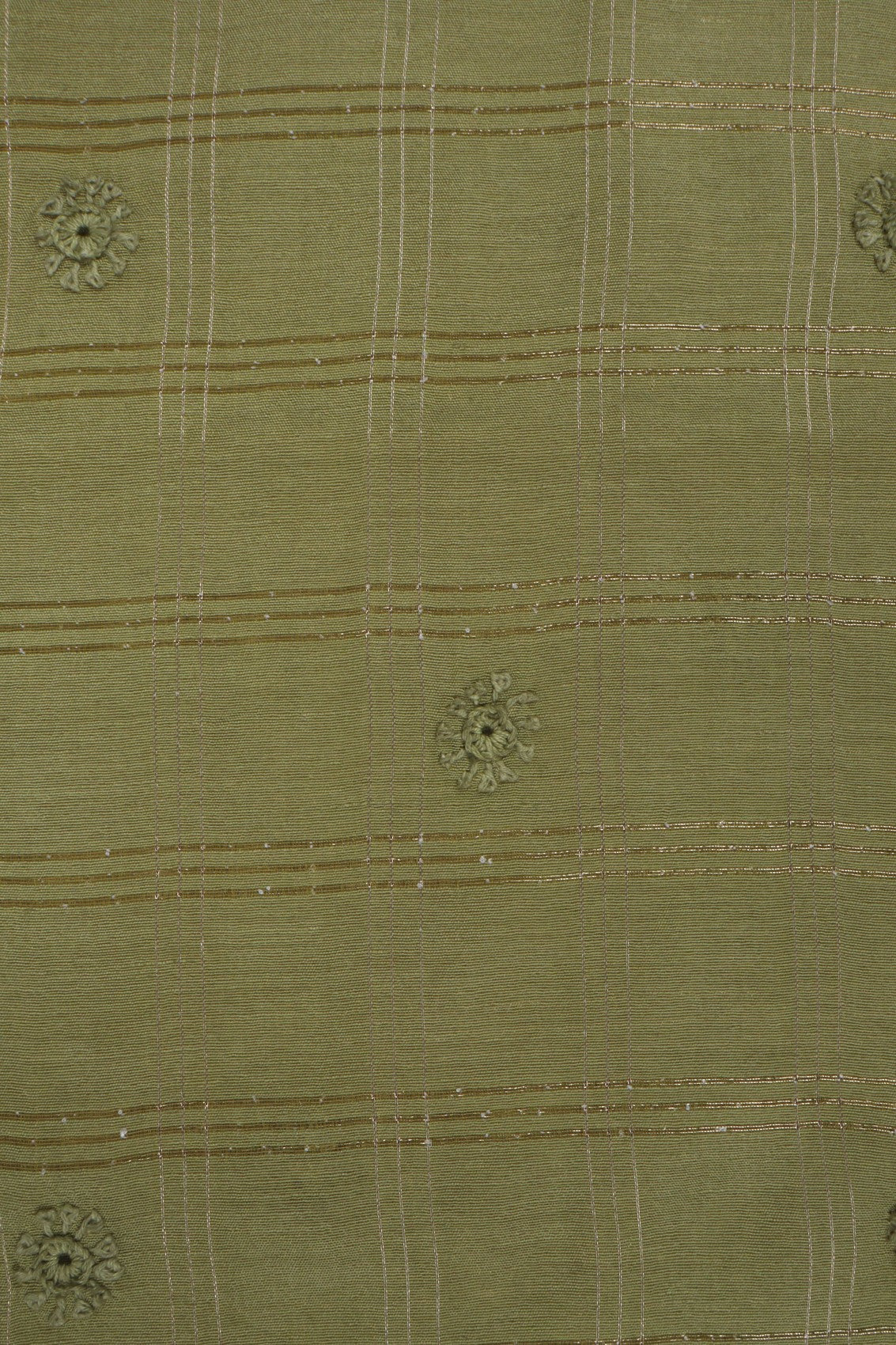Ada Hand Embroidered Olive Green Chanderi Lucknowi Chikankari Unstitched Men's Kurta Piece 01A254685