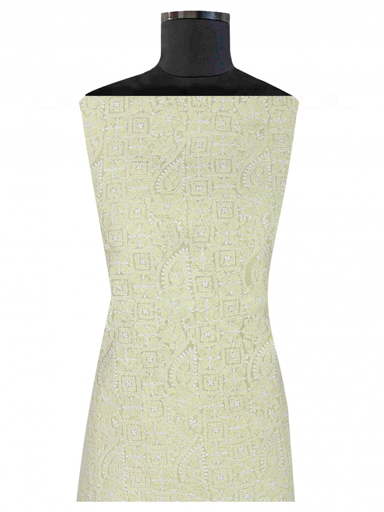 Ada Hand Embroidered Lemon Cotton Lucknowi Chikankari Unstitched Suit Piece 01A184367