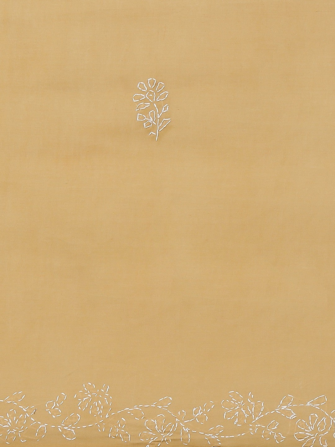 Ada Hand Embroidered Fawn Cotton Lucknow Chikan Saree With Blouse- A311224