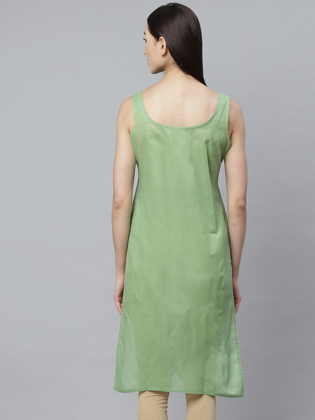 Ada Green and White Cotton Long Slips Combo of 2  A317436.