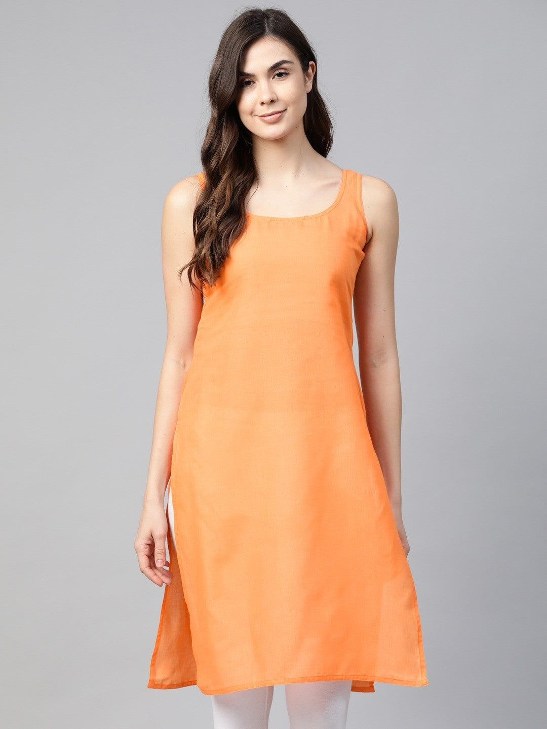 Ada  Black And Orange Cotton Long Slips Combo of 2  A111134.