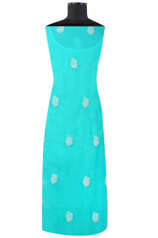 Ada Hand Embroidered Sea Green Georgette Lucknowi Chikan Unstitched Suit Piece A608153