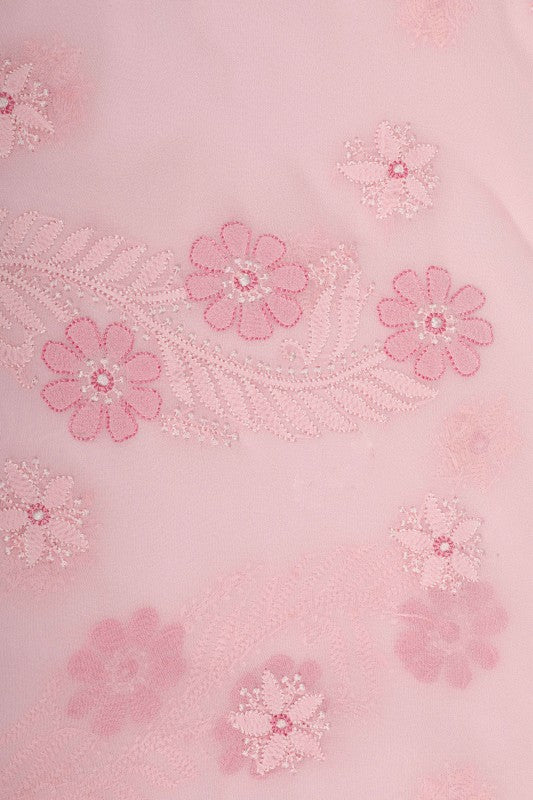 Ada Hand Embroidered Baby Pink Georgette Lucknowi Chikankari Saree With Blouse A610318