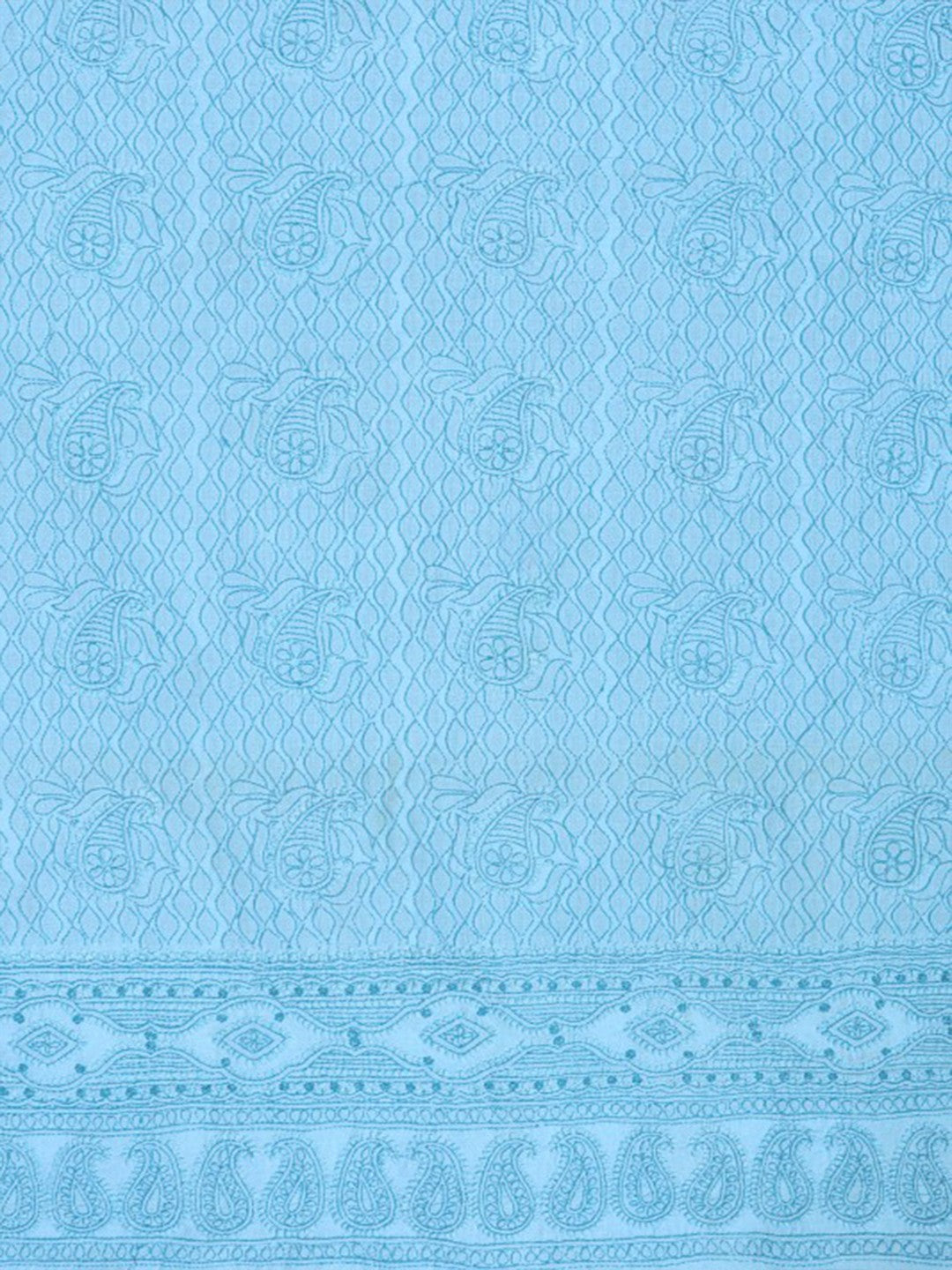 Ada Hand Embroidered Sky Blue Cotton Lucknowi Chikankari Unstitched Suit Piece A292559