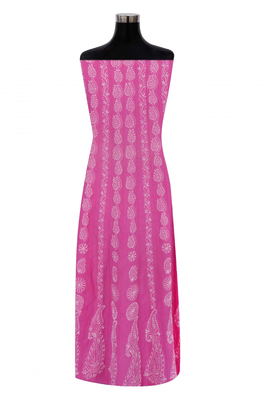 Ada Hand Embroidered Pink Cotton Lucknowi Chikankari Semi-Stitched Anarkali Kurta Piece A360783