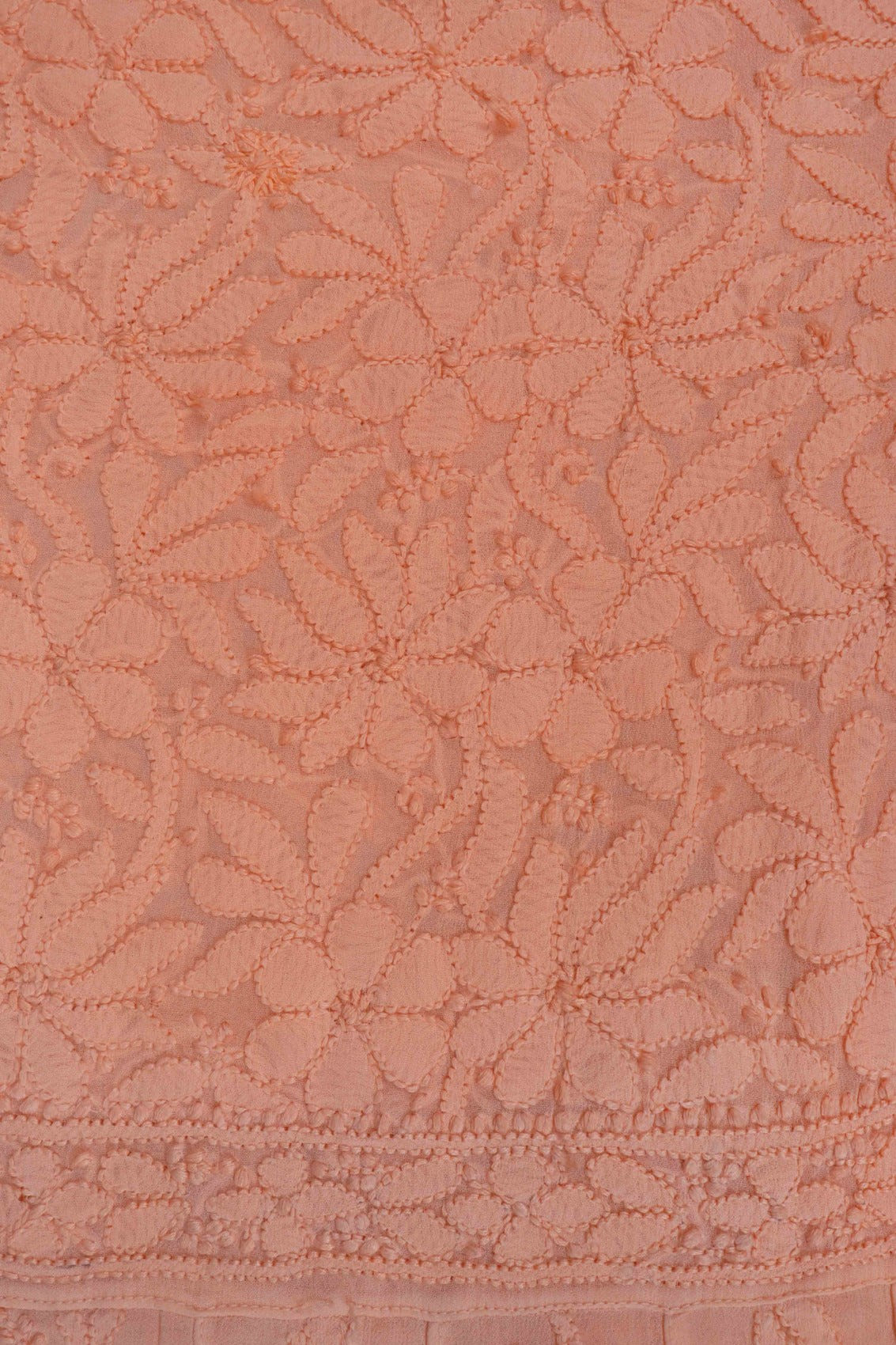 Ada Hand Embroidered Peach Georgette Lucknowi Chikankari Semi-Stitched Anarkali Kurta Piece A566903