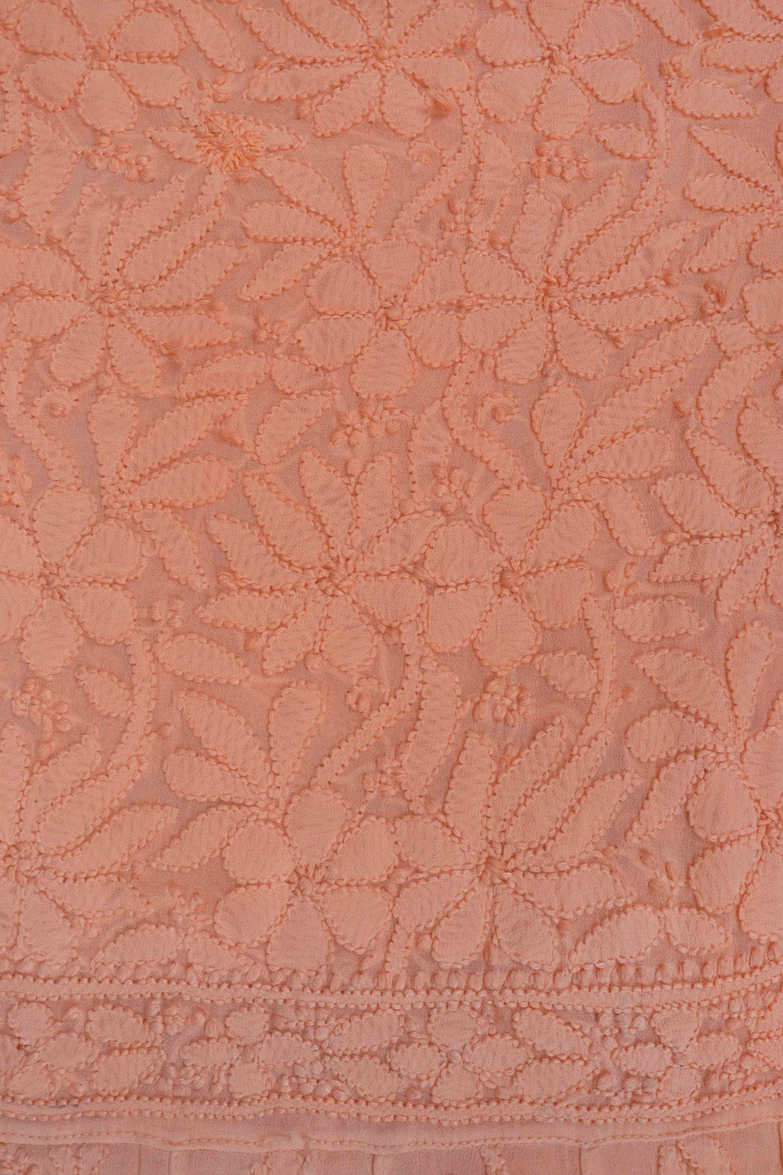 Ada Hand Embroidered Peach Georgette Lucknowi Chikankari Semi-Stitched Anarkali Kurta Piece A566903