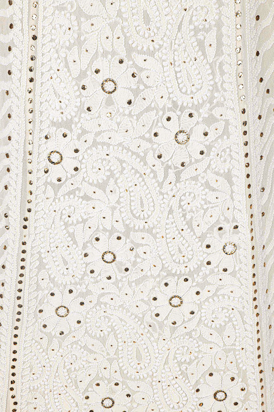 Ada Hand Embroidered White Pure Georgette Lucknowi Chikankari Unstitched Lehenga Skirt (Only Skirt)With Muqaish Work- A608030