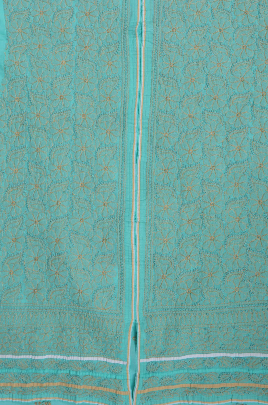 Ada Hand Embroidered Sea Green Cotton Lucknowi Chikankari Unstitched Suit Piece 01A193485