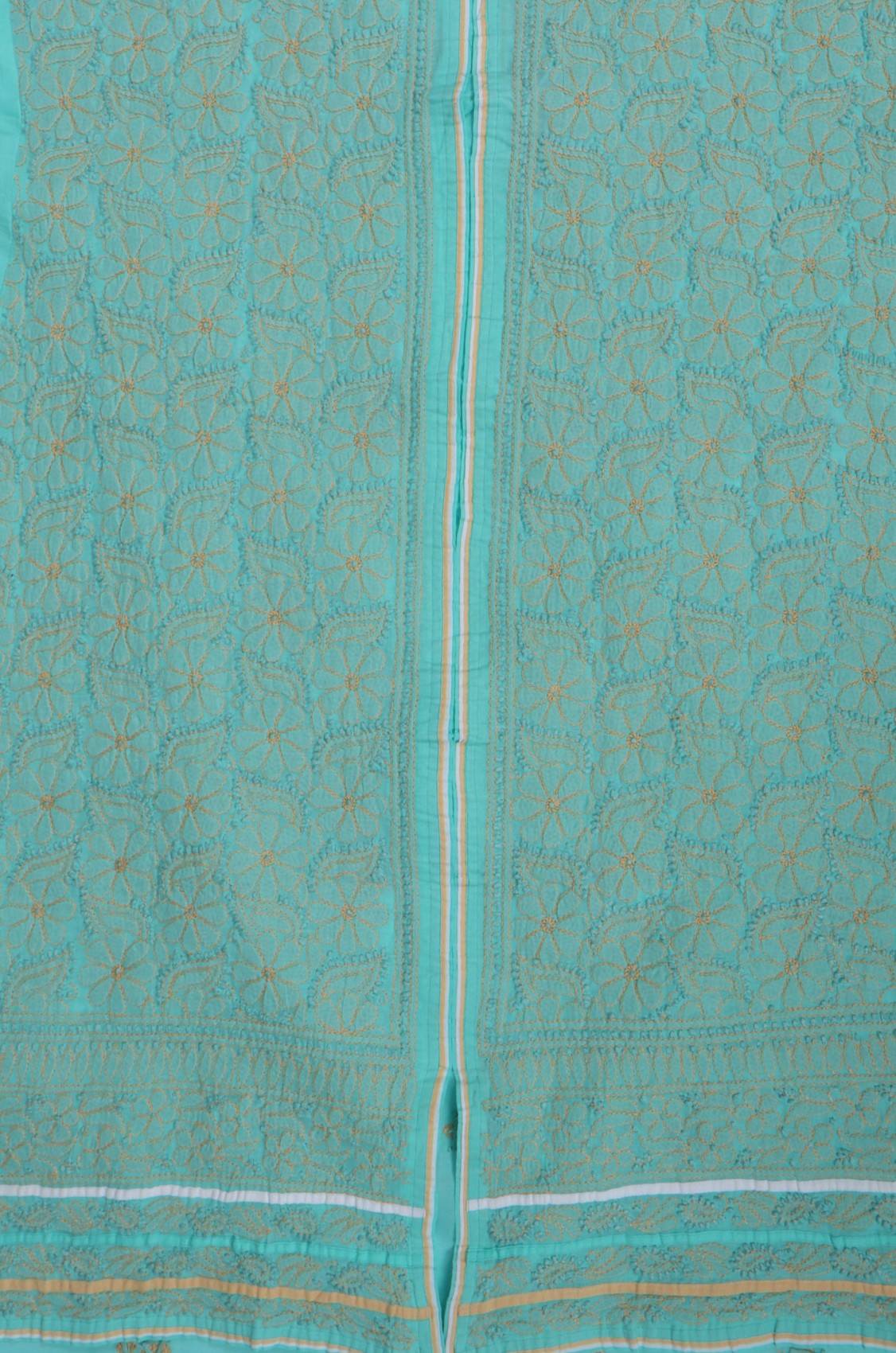 Ada Hand Embroidered Sea Green Cotton Lucknowi Chikankari Unstitched Suit Piece 01A193485