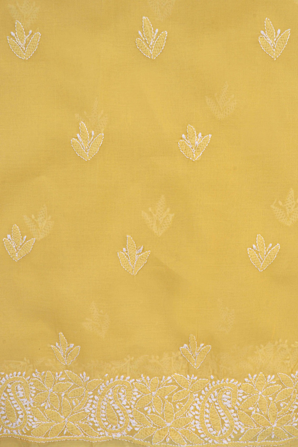 Ada Hand Embroidered Yellow Cotton Lucknowi Chikankari Unstitched Suit Piece 01A271089
