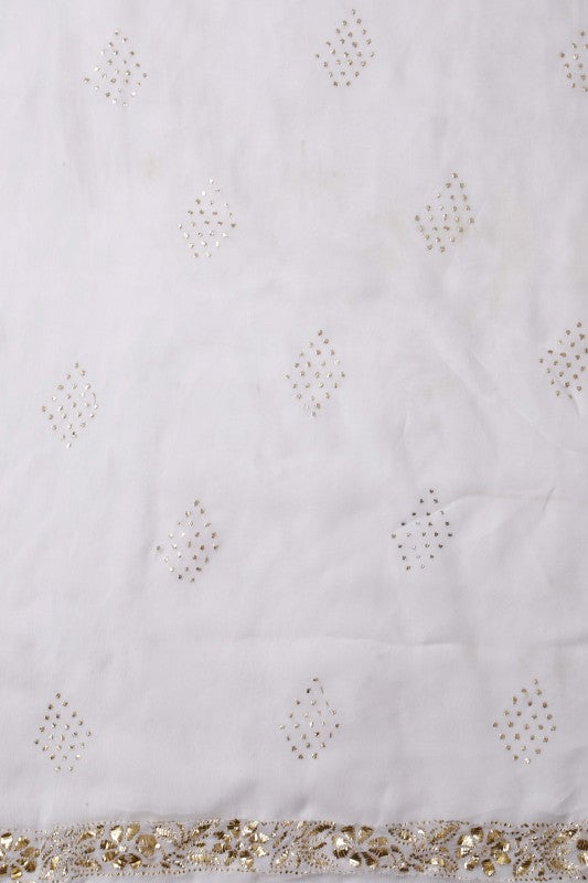 Ada Hand Embroidered White Georgette Chikan Unstitched Kurta Piece With Muqaish Work A617641
