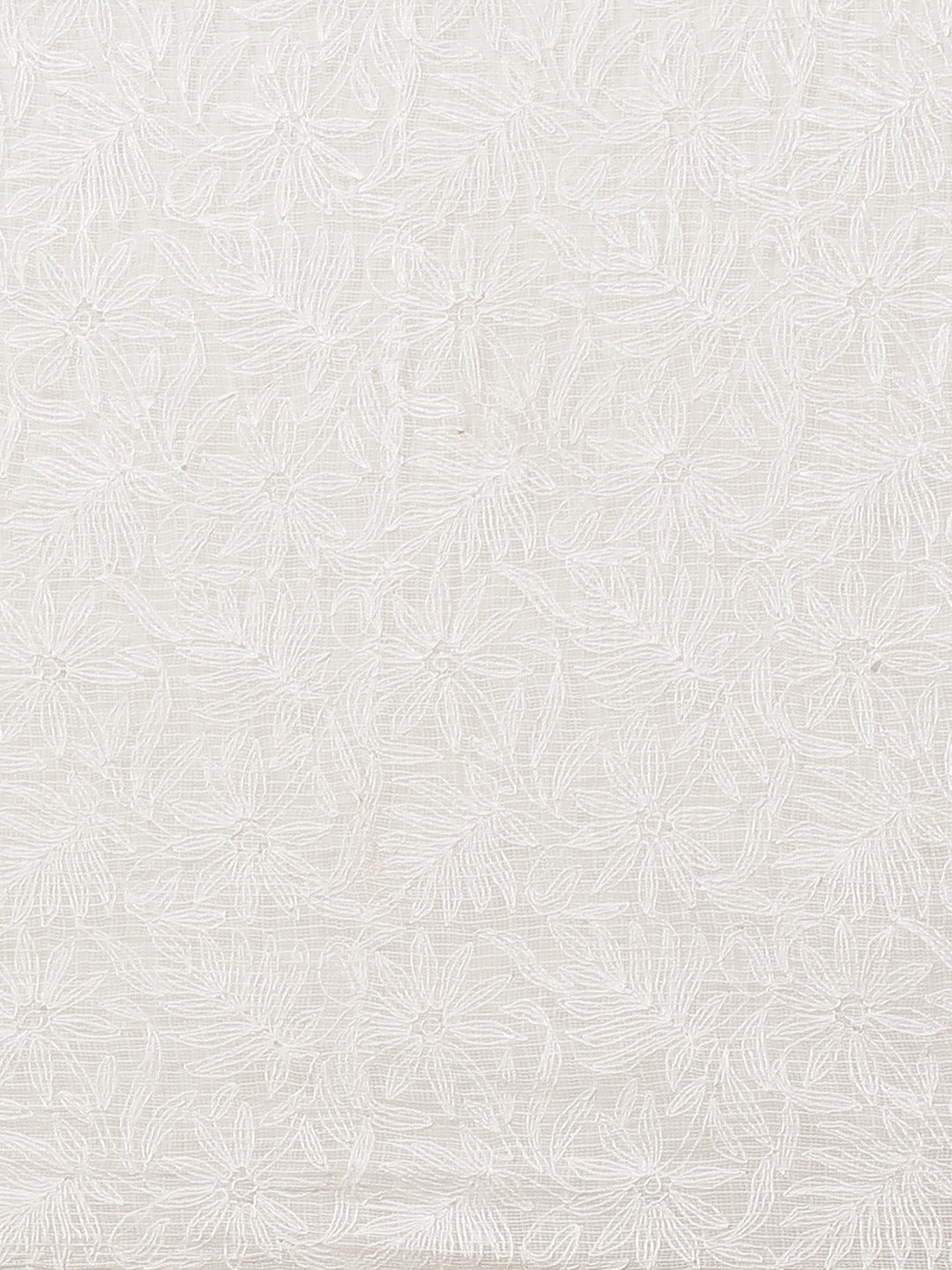 Ada Hand Embroidered White Kota Lucknow Chikan Saree With Blouse- A311227