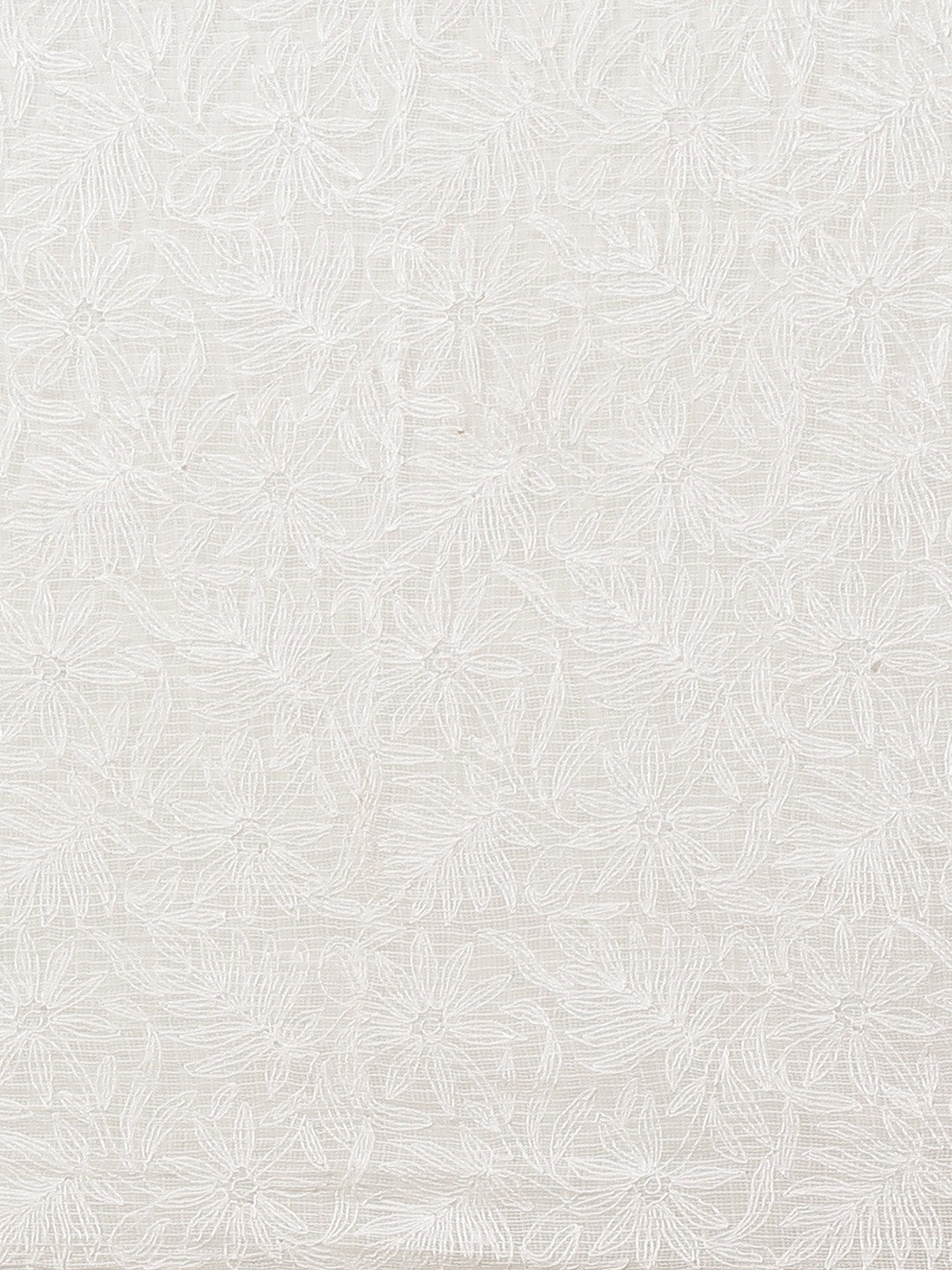 Ada Hand Embroidered White Kota Lucknow Chikan Saree With Blouse- A311227