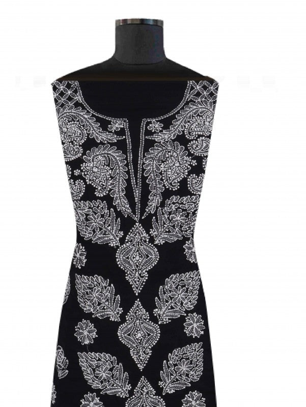Ada Hand Embroidered Black Georgette Lucknowi Chikan Unstitched Suit Piece A211226