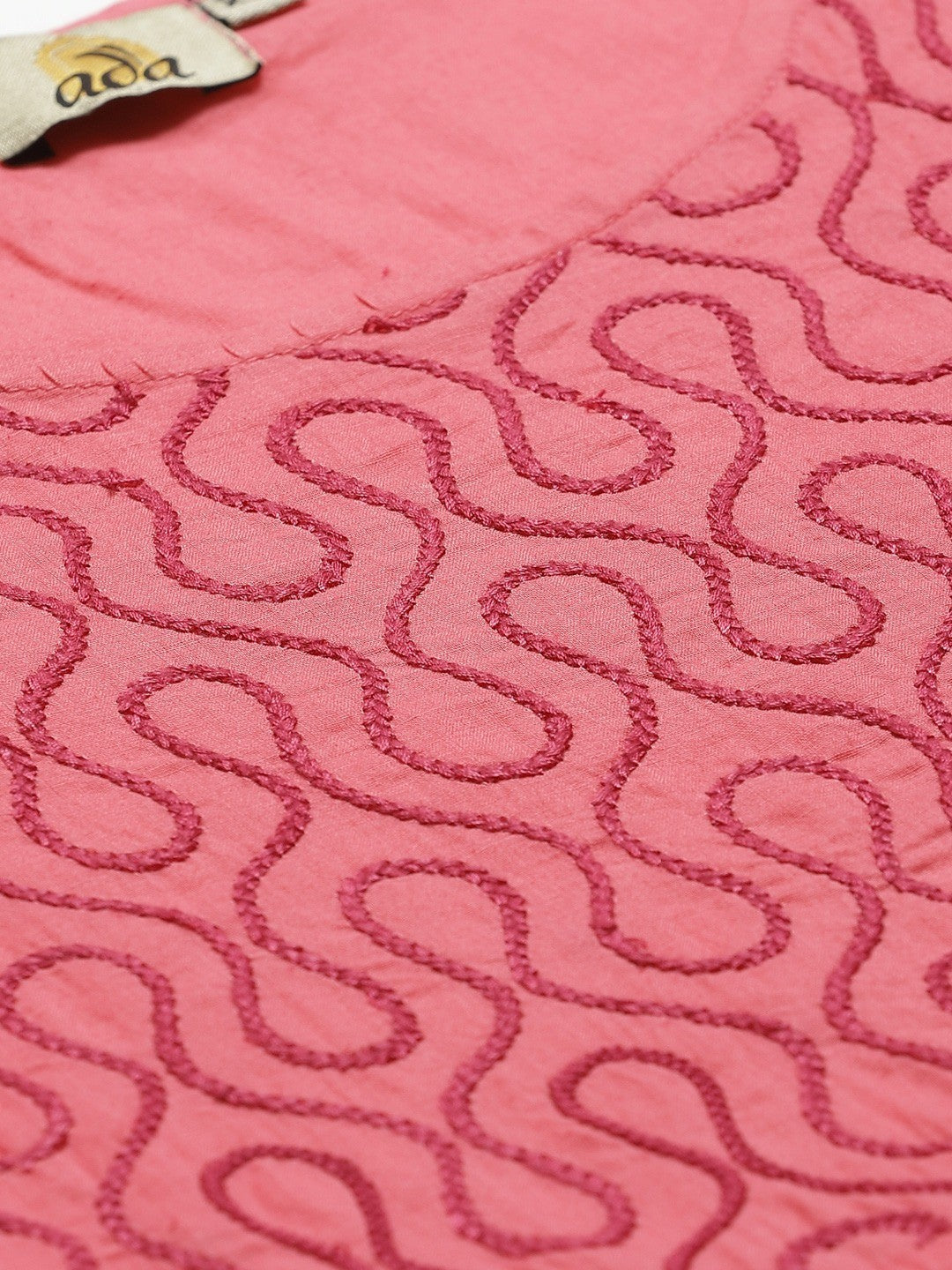 Ada Hand Embroidered Pink Cotton Lucknowi Chikankari Kurta with Dhoti Set A100323