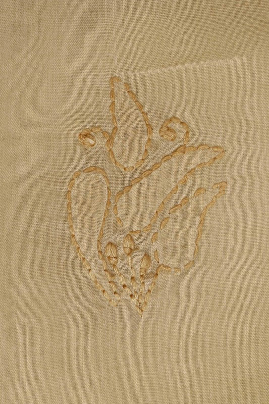 Ada Hand Embroidered Fawn Cotton Lucknowi Chikan Unstitched Suit Piece–A100182