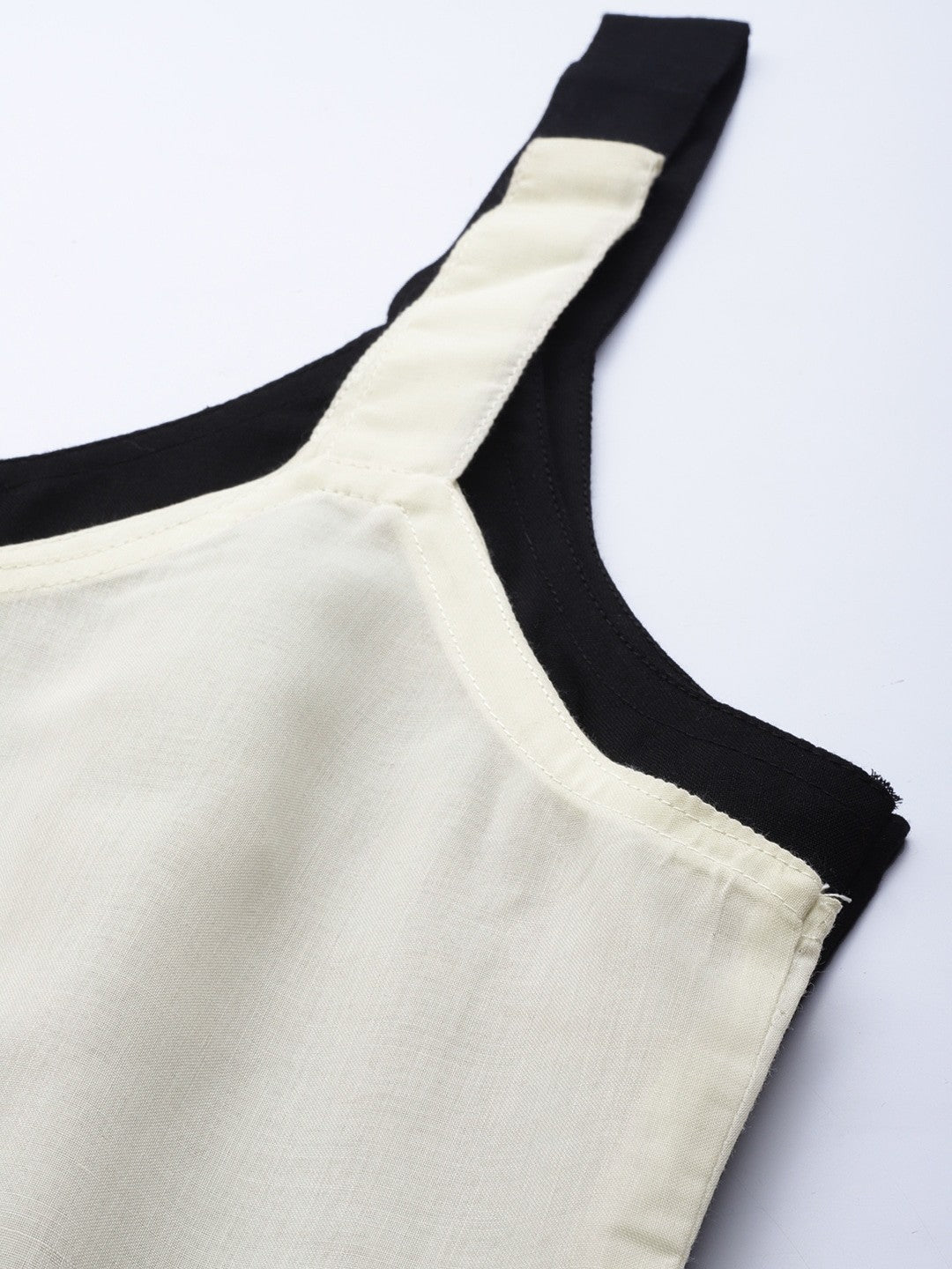 Ada Cream and Black Cotton Short Slips Combo of 2 A316807.