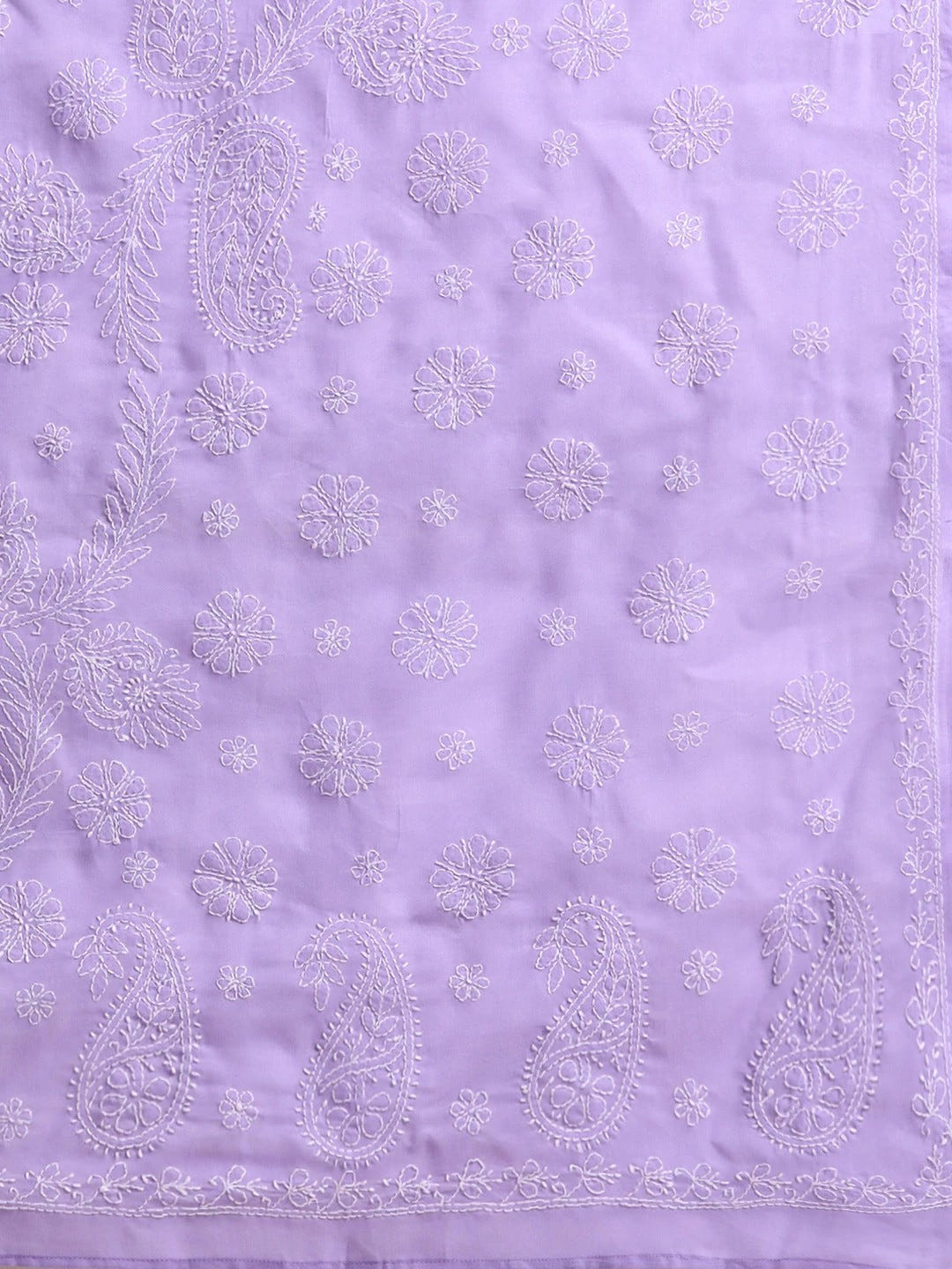 Ada Hand Embroidered Lavender Cotton Lucknowi Chikankari Saree with Blouse A311255