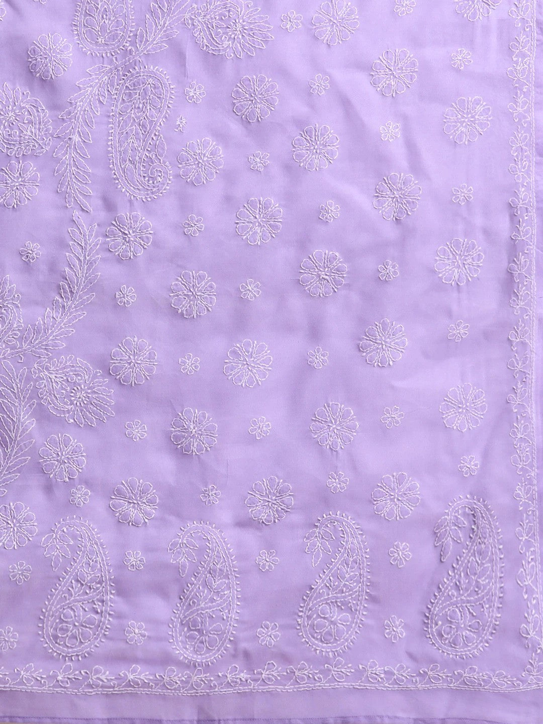 Ada Hand Embroidered Lavender Cotton Lucknowi Chikankari Saree with Blouse A311255