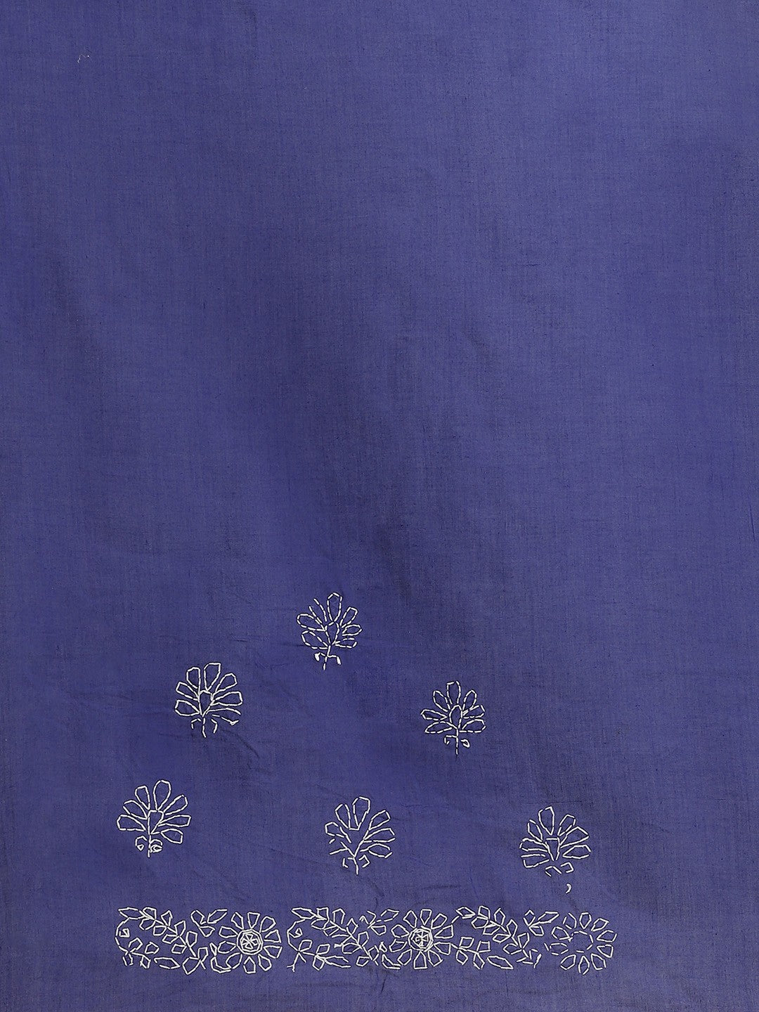 Ada Hand Embroidered Royal Blue Cotton Lucknow Chikan Saree With Blouse-A311201
