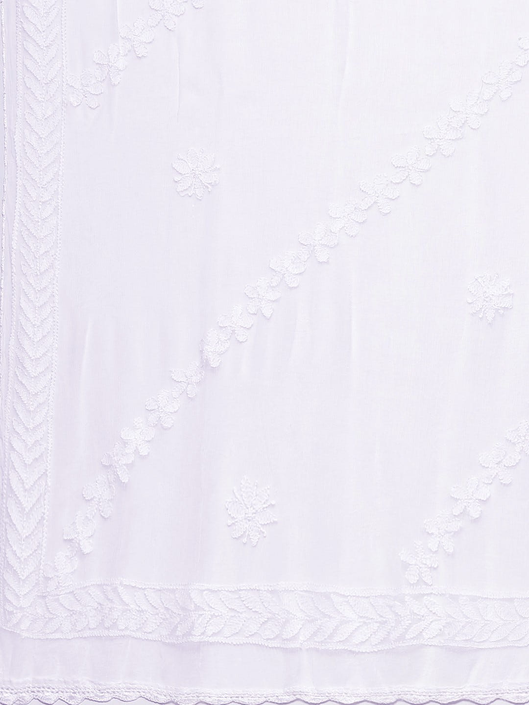 Ada Hand Embroidered White Chiffon Lucknowi Chikankari Dupatta– A511127