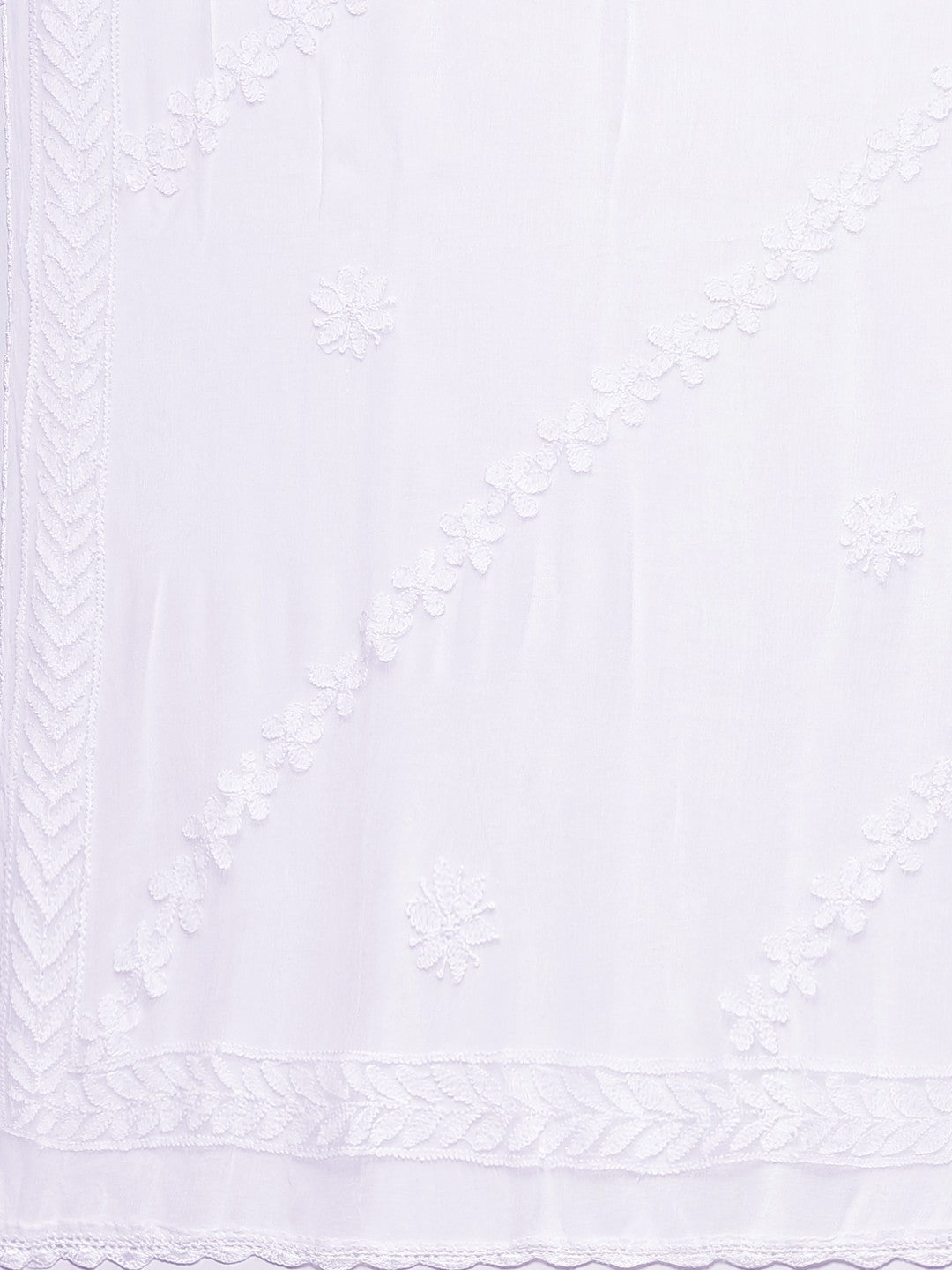 Ada Hand Embroidered White Chiffon Lucknowi Chikankari Dupatta– A511127