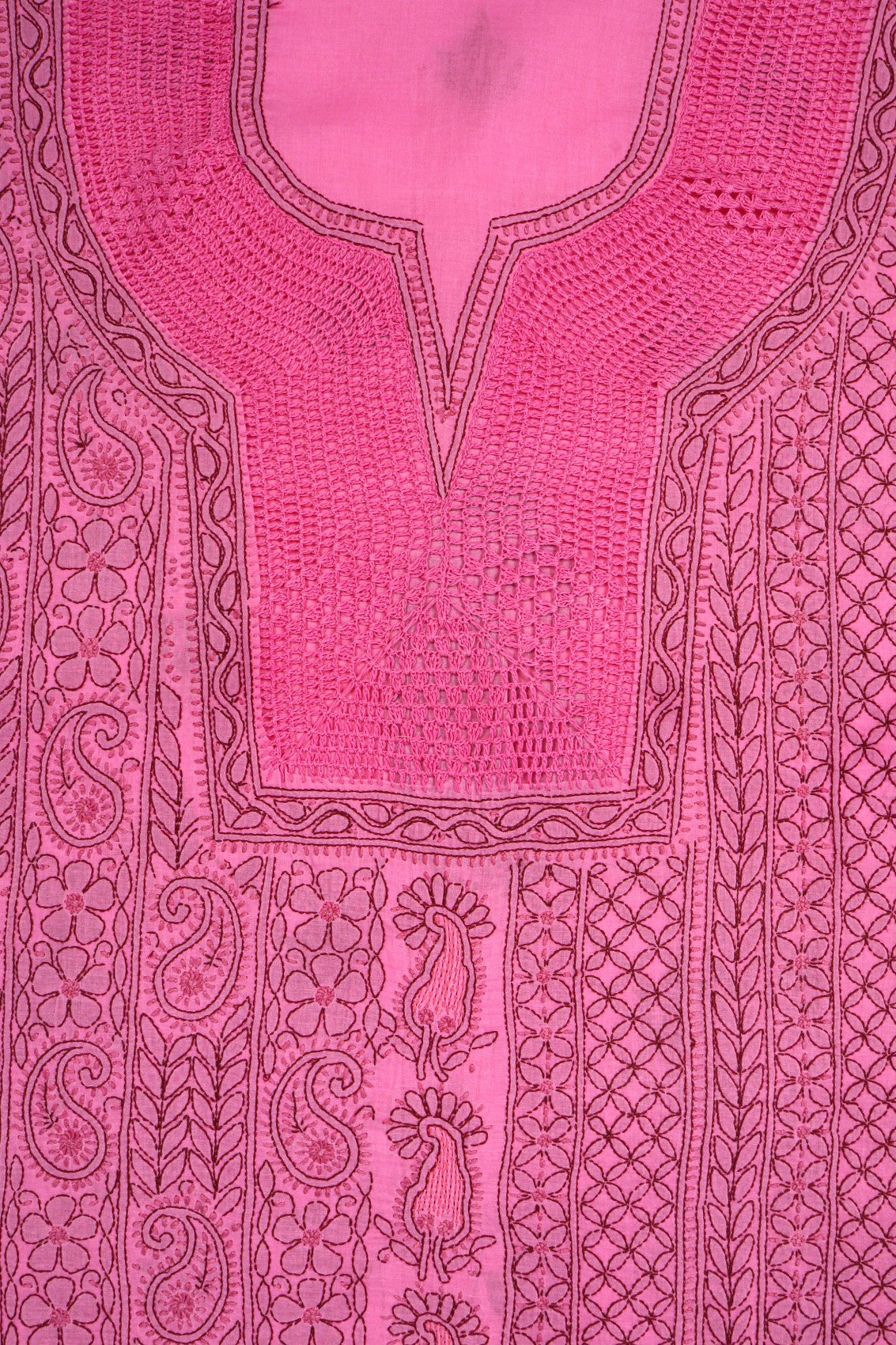 Ada Hand Embroidered Onion Pink Cotton Lucknowi Chikankari Unstitched Suit Piece A592018