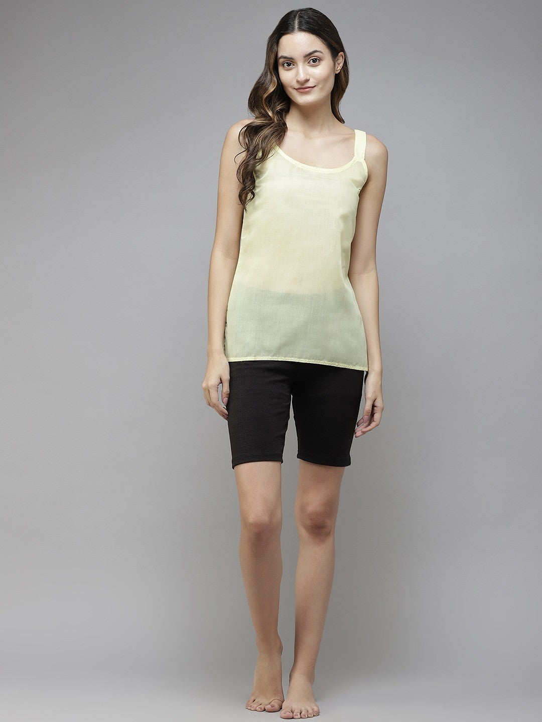 Ada White & Lemon Cotton Short Slips Combo of 2 A111182.