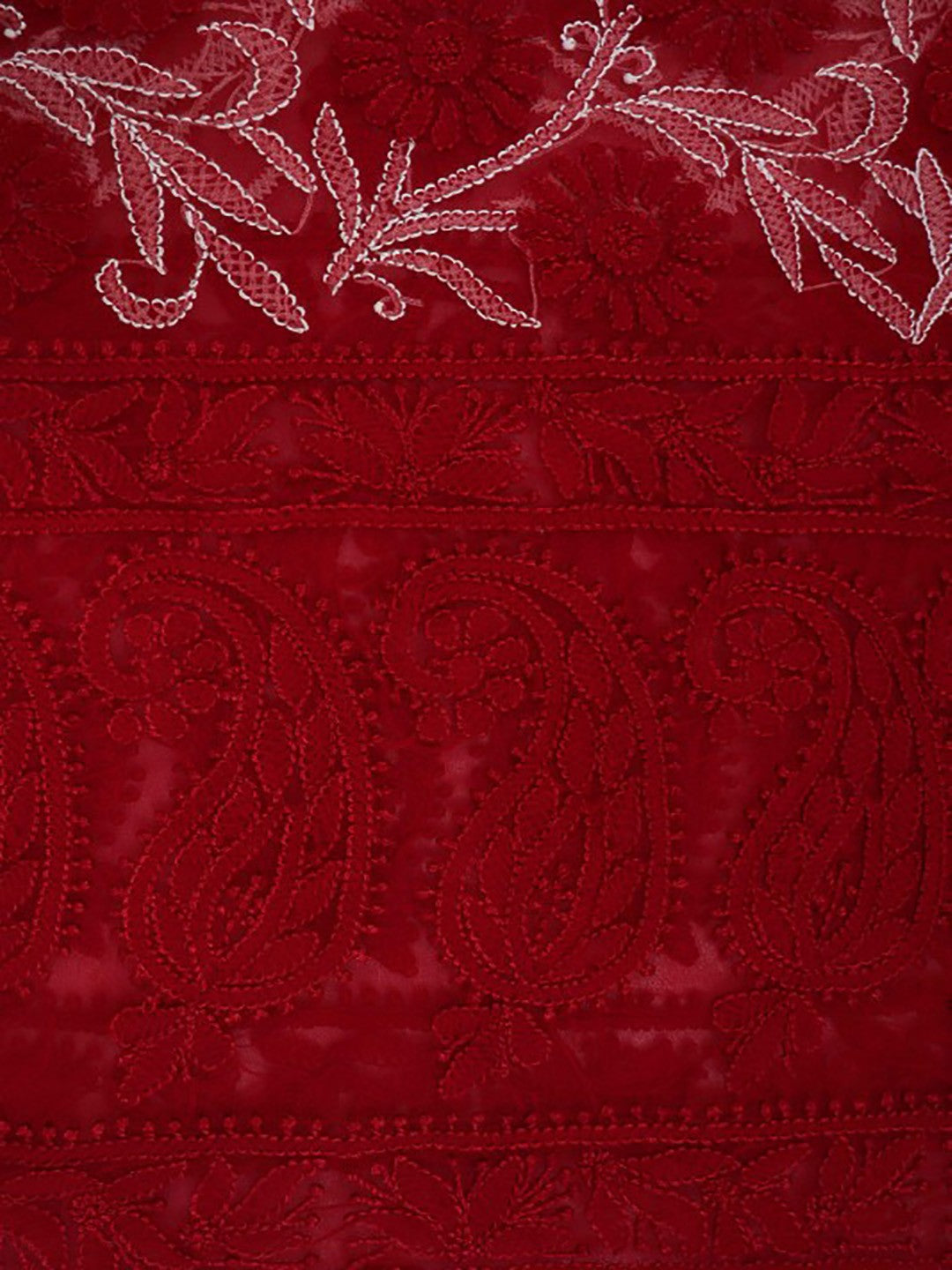 Ada Hand Embroidered Maroon Georgette Lucknowi Chikankari Unstitched Kurta Piece A212662