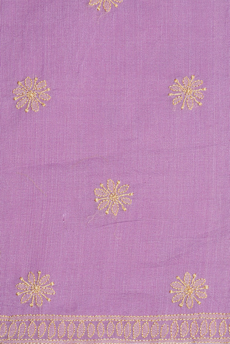Ada Hand Embroidered Mauve Chanderi Chikan Unstitched Kurta Piece-A586419