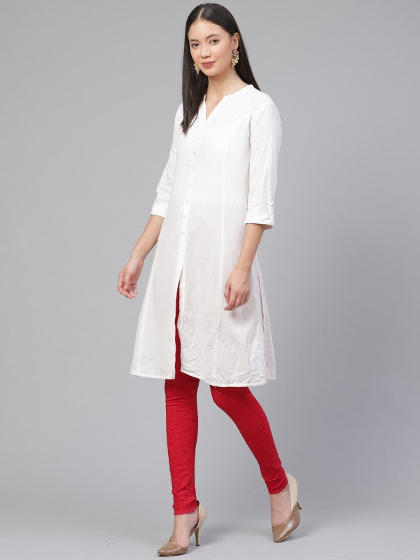 Ada Hand Embroidered Red Cotton Lucknowi Chikankari Churidar A358988