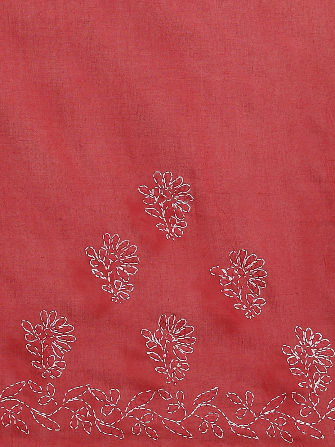 Ada Hand Embroidered Maroon Cotton Lucknow Chikan Saree With Blouse- A311131