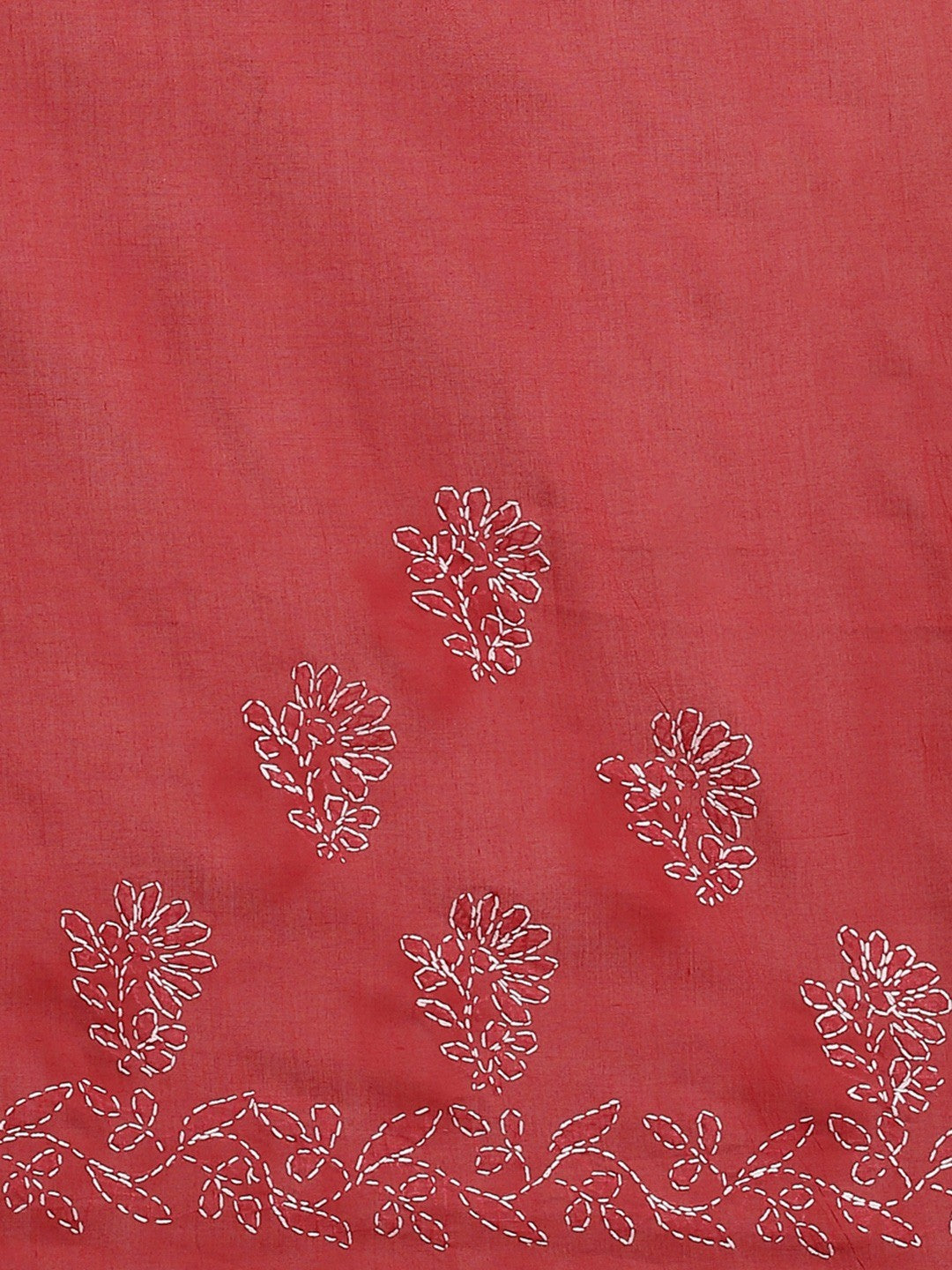 Ada Hand Embroidered Maroon Cotton Lucknow Chikan Saree With Blouse- A311131