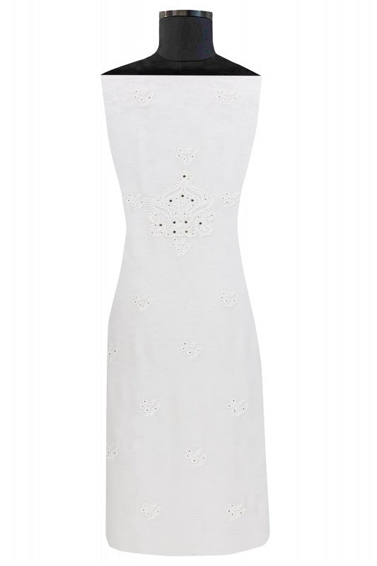 Ada Hand Embroidered White Georgette Lucknowi Chikan Unstitched Kurta Piece with Muqaish work A572047