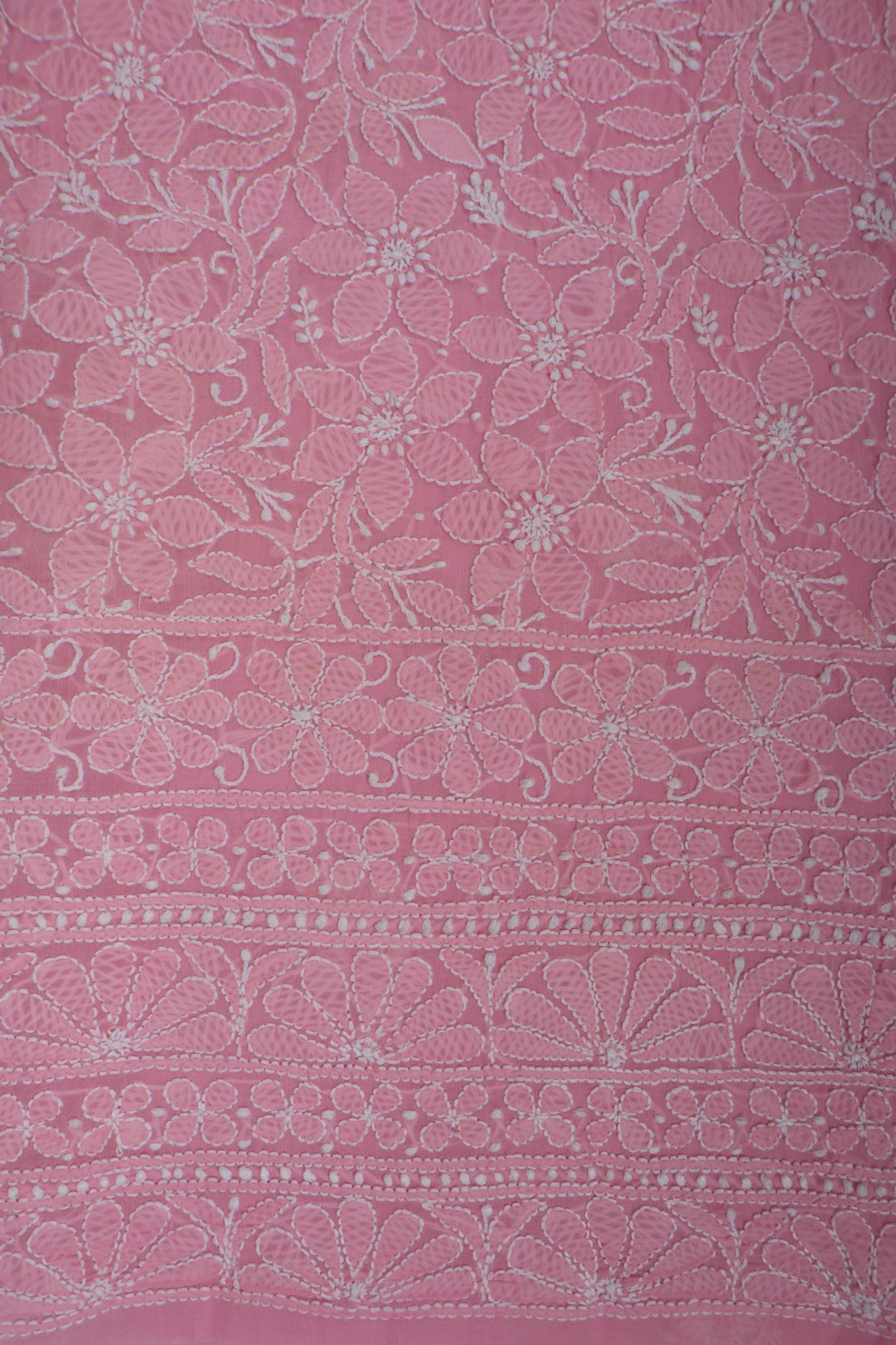 Ada Hand Embroidered Pink Cotton Lucknowi Chikankari Unstitched Suit Piece 01A197690
